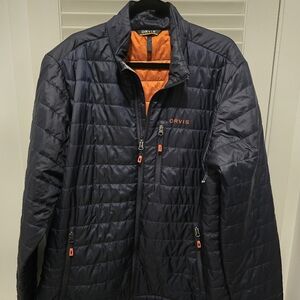 Orvis Men's Navy and Orange Puffer Lightweight Drifr Jacket. XL